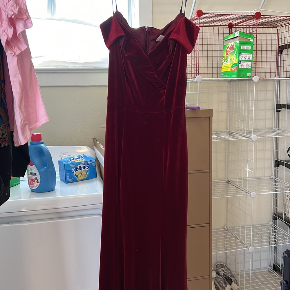 B darlin size 1/2 red velvet mermaid off the shoulder dress